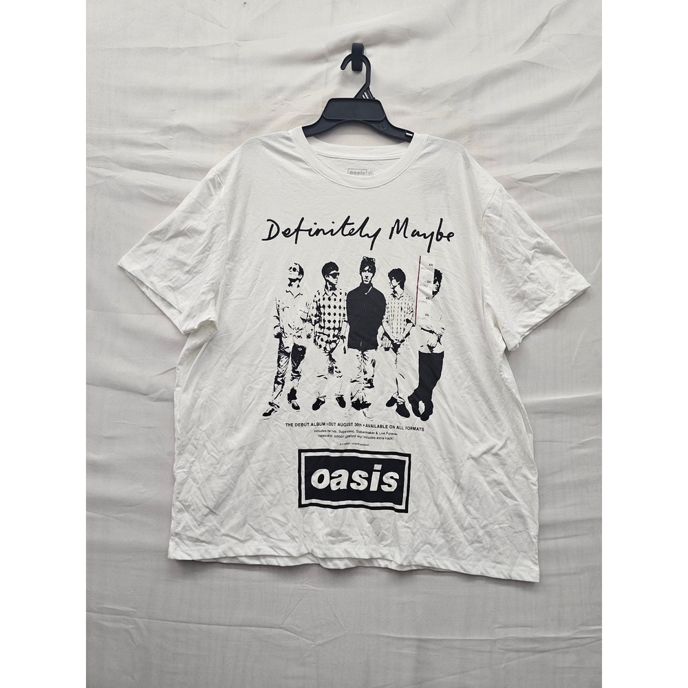Oasis Mens Definitely Maybe Graphic T-Shirt White Cotton Blend Casual Size 2XL